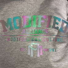 Load image into Gallery viewer, PREMIUM MODIFIED ALLIANCE HOODIE GREY IRIDESCENT DESIGN 2021
